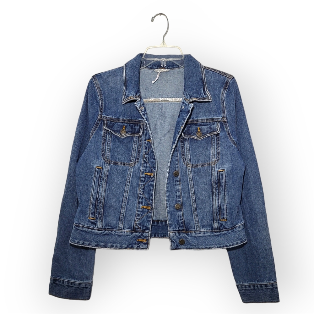 FREE PEOPLE Short Denim Jacket Blue Medium